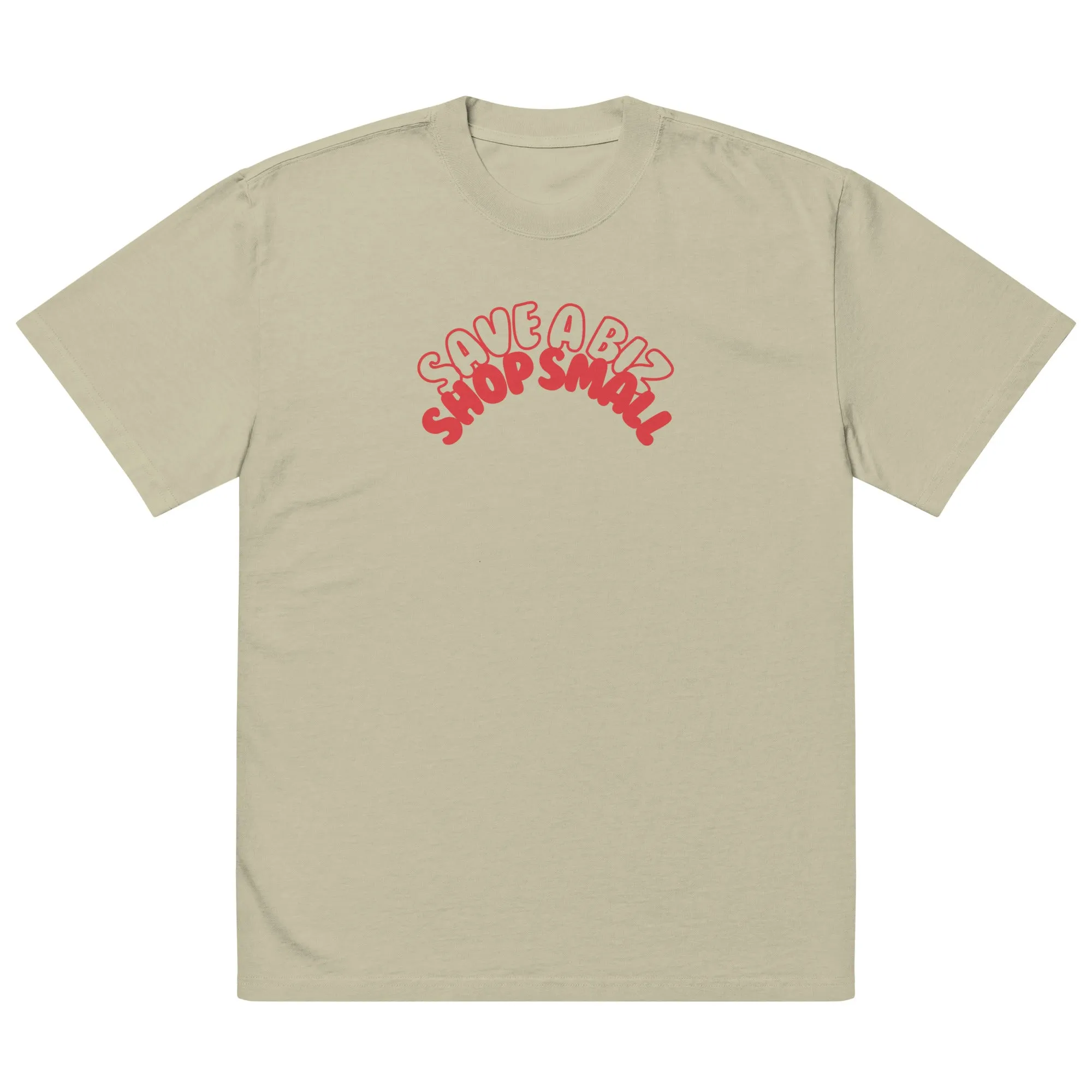 'Save a Biz, Shop Small' Unisex Oversized Faded T-Shirt sold by The Fileist product image thumbnail 3