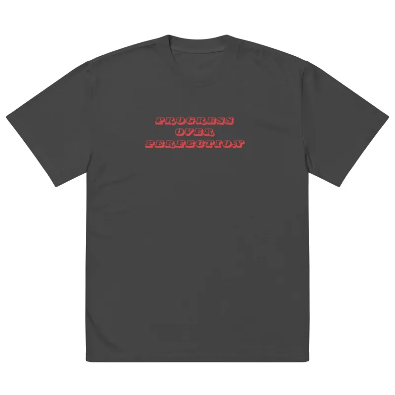 'Progress Over Perfection' Oversized Faded T-Shirt sold by The Fileist