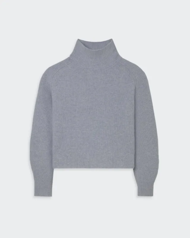 Cropped Rib Turtleneck - Stone sold by Guest In Residence