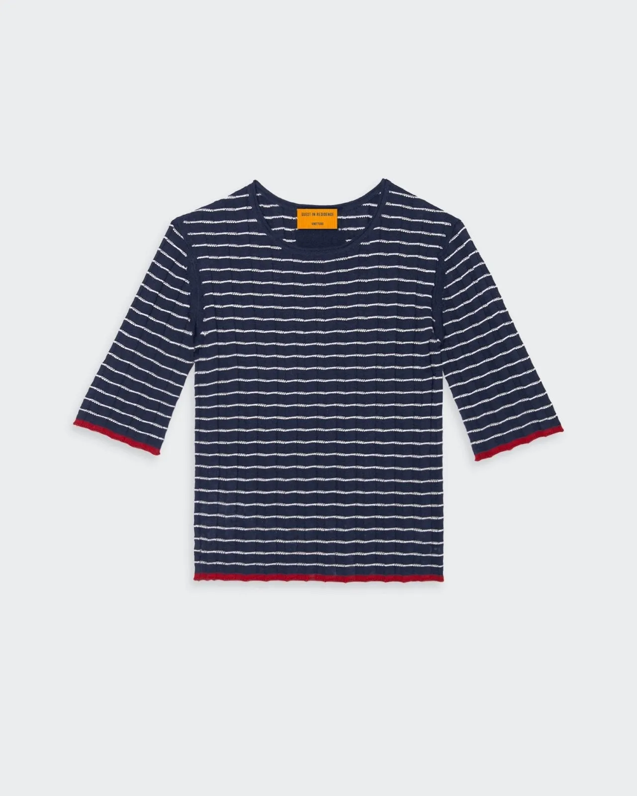 Stripe Rib Tee - Midnight/Cream sold by Guest In Residence