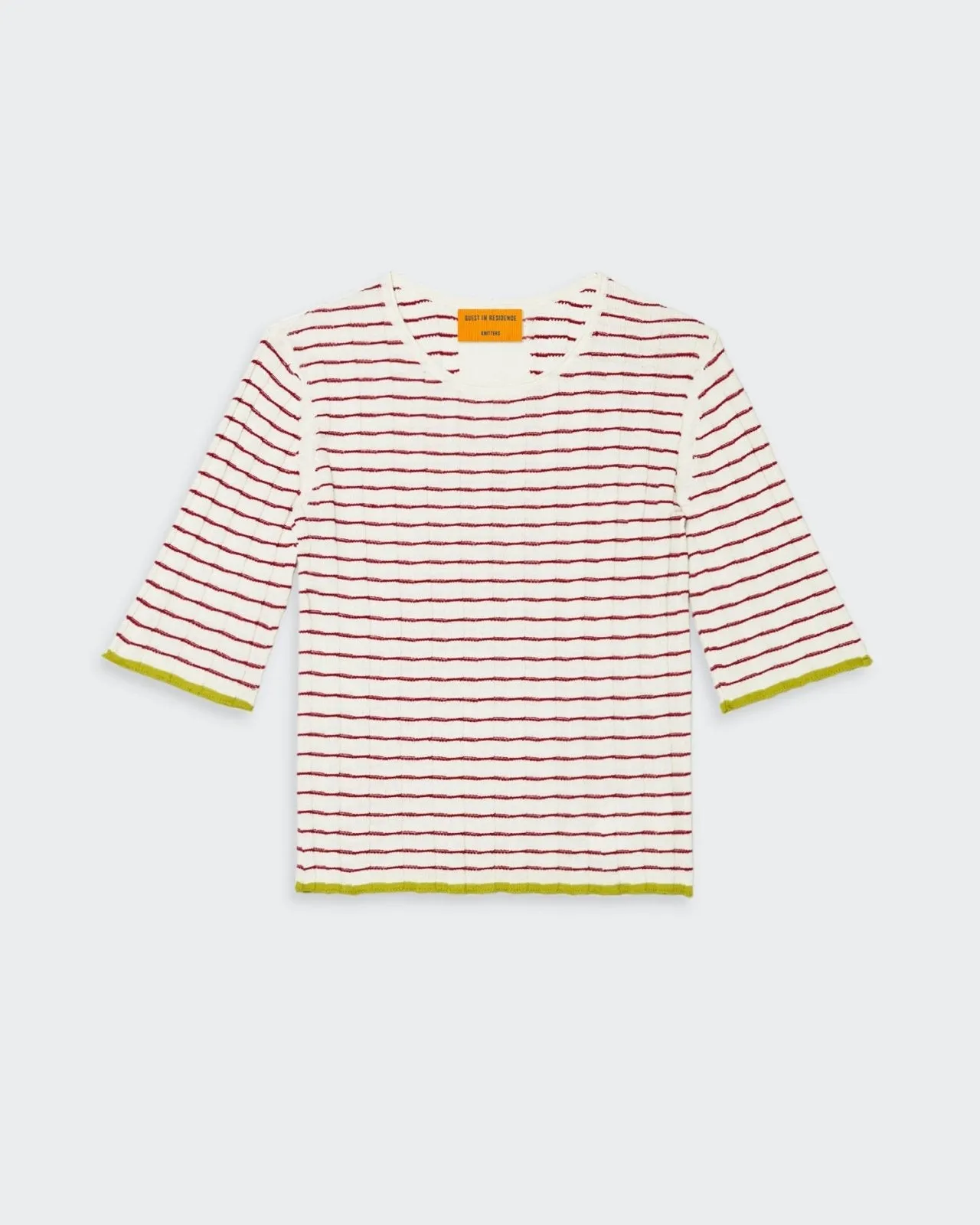 Stripe Rib Tee - Cream/Rust sold by Guest In Residence