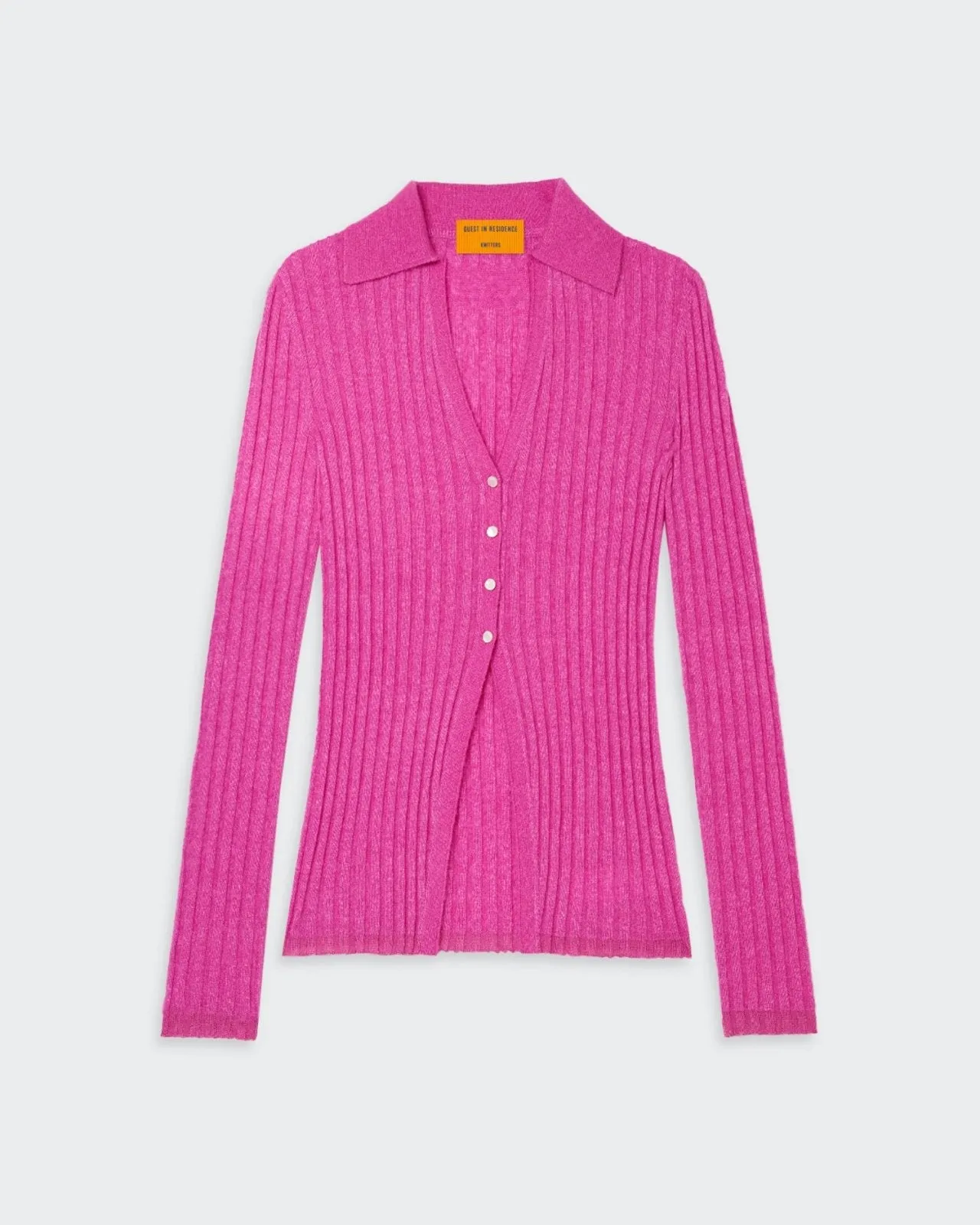 Rib Button Cardigan - Fuchsia sold by Guest In Residence