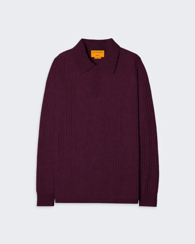 Theo Waffle Polo - Plum sold by Guest In Residence