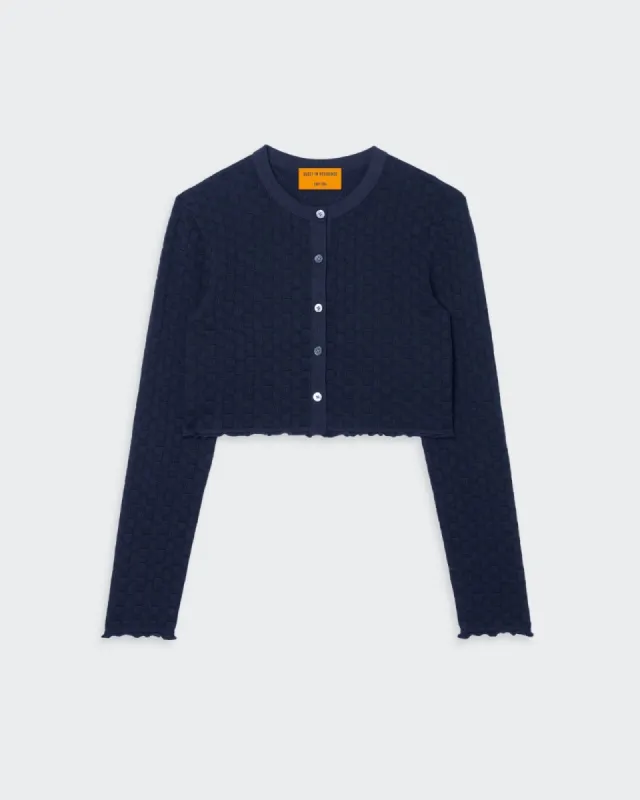 Checker Shrunken Cardigan - Midnight sold by Guest In Residence