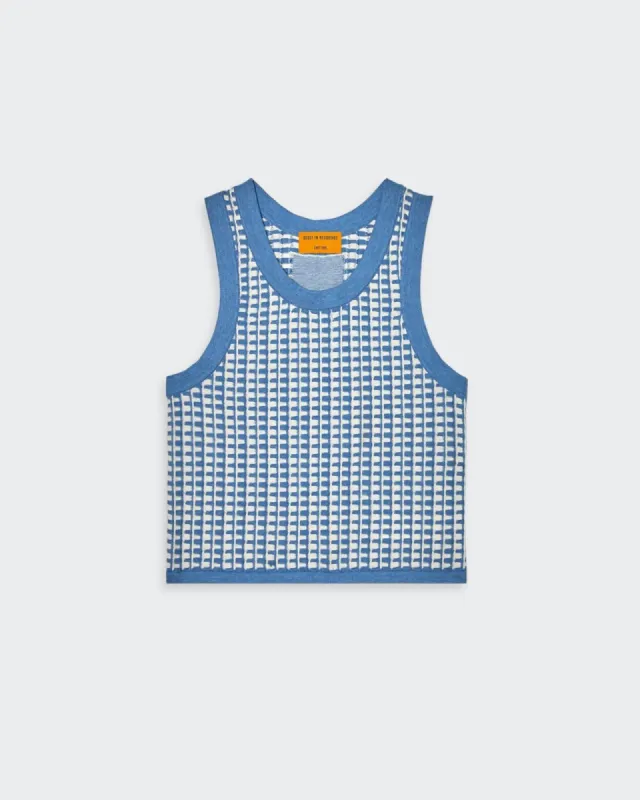 Gingham Tank - Denim Blue/Cream sold by Guest In Residence