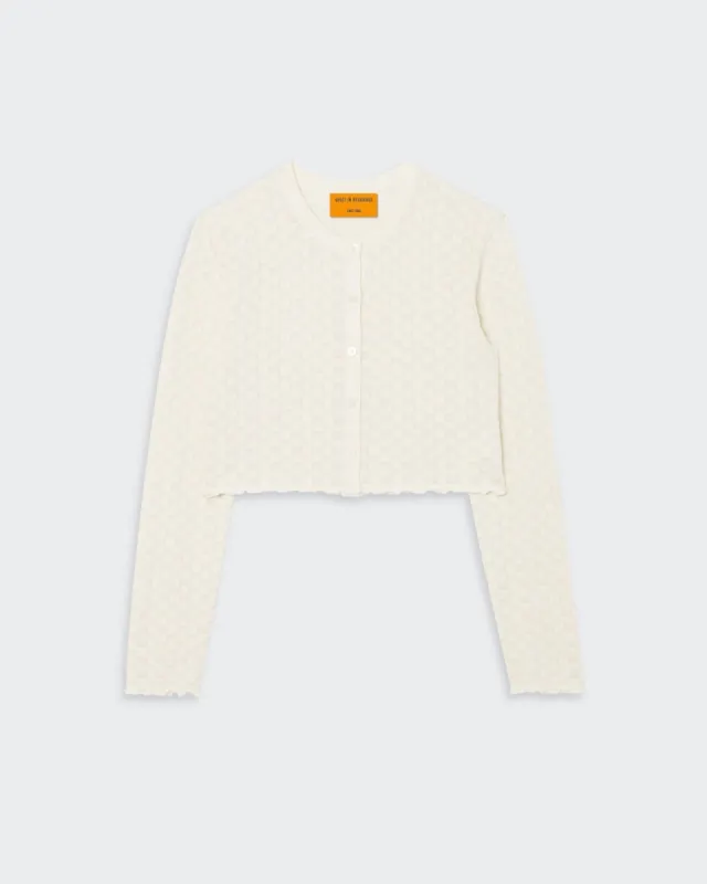 Checker Shrunken Cardigan - Cream sold by Guest In Residence