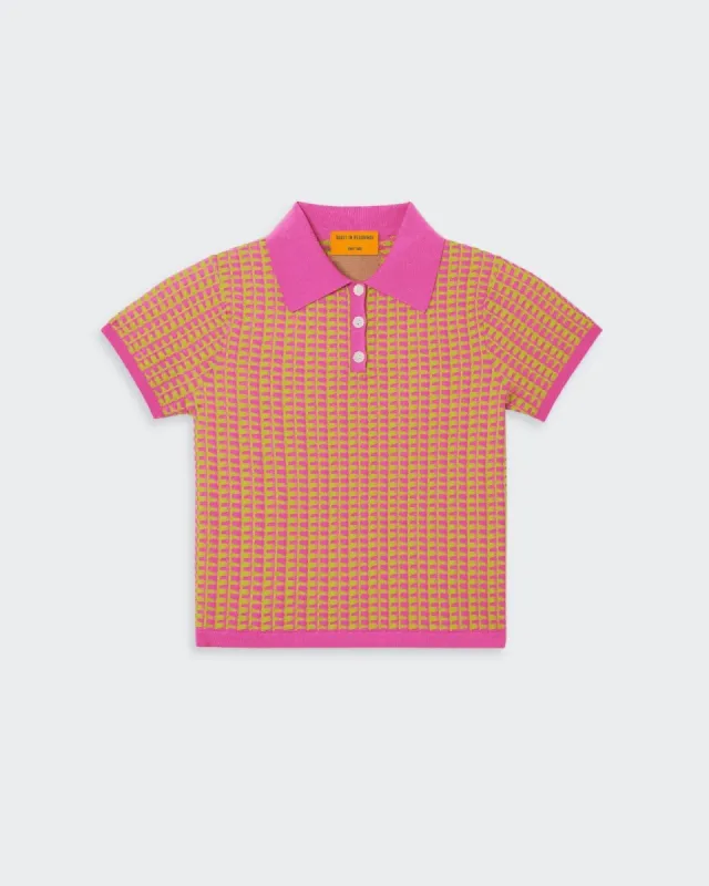 Gingham Shrunken Polo - Fuchsia/Citrine sold by Guest In Residence