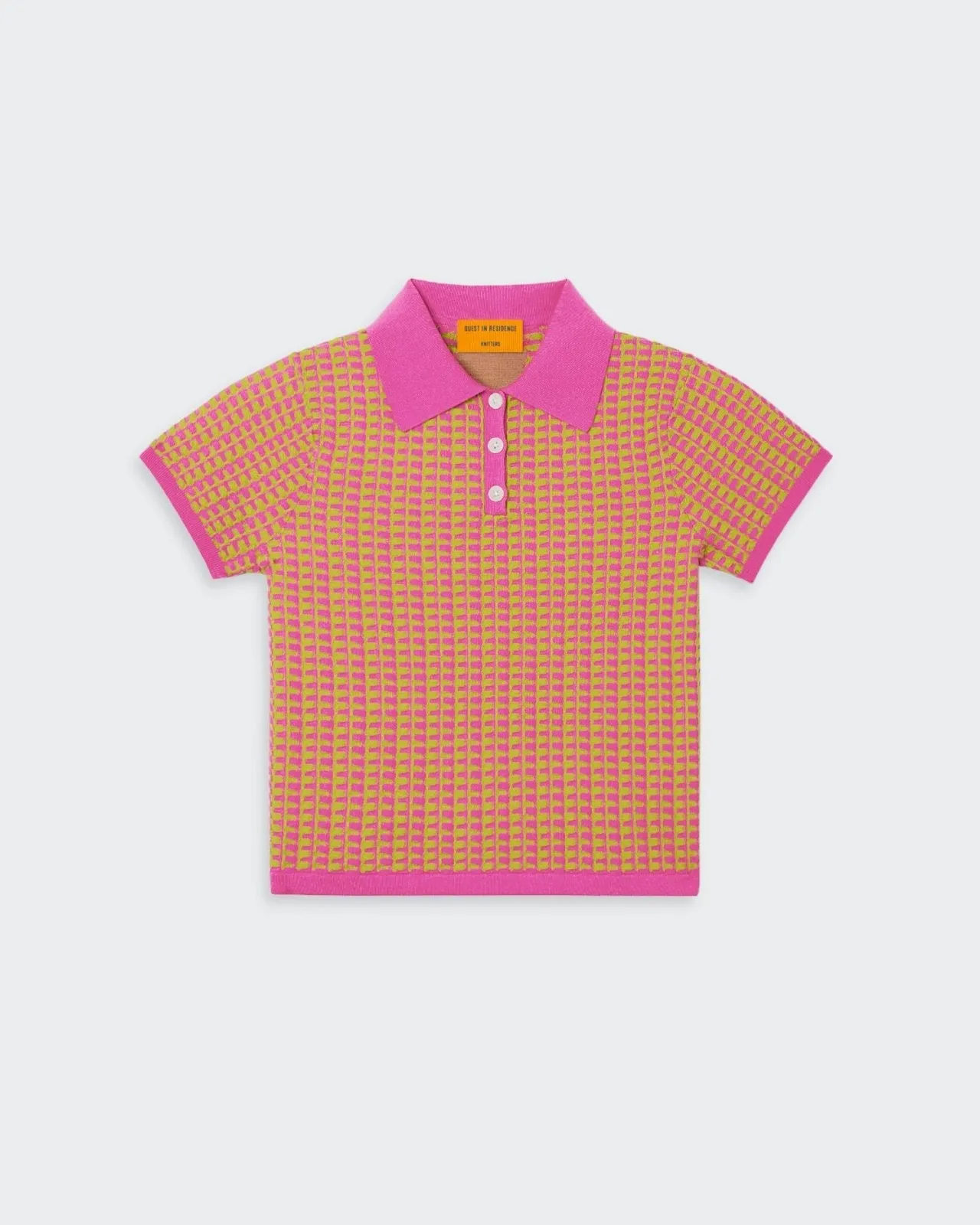 Gingham Shrunken Polo - Fuchsia/Citrine sold by Guest In Residence