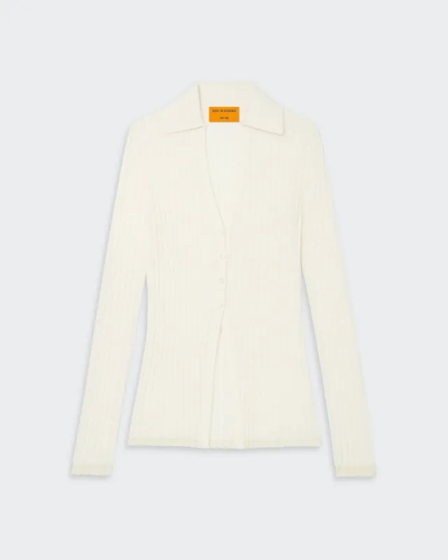 Rib Button Cardigan - Cream sold by Guest In Residence