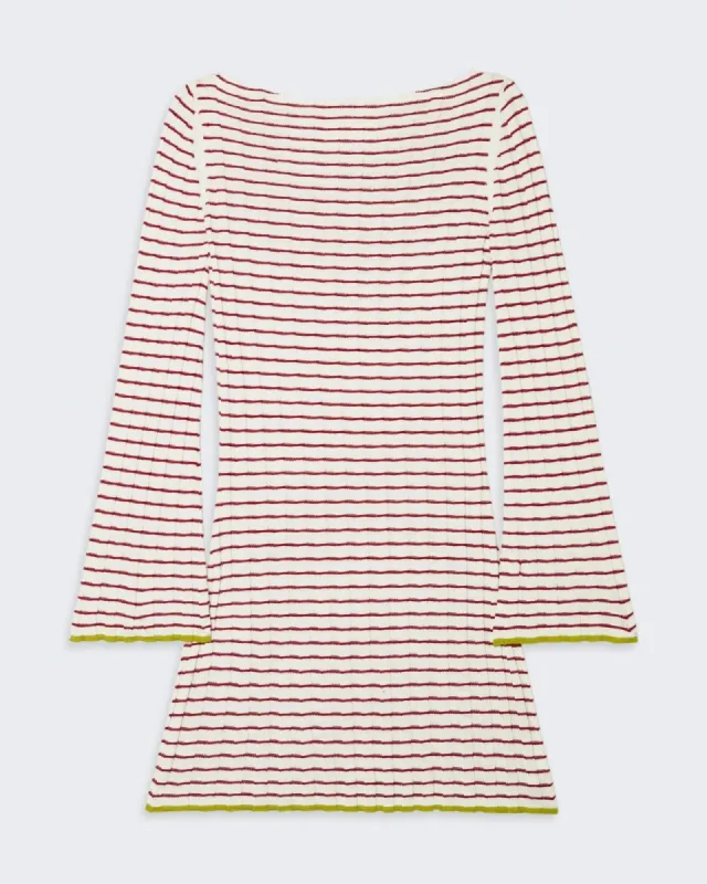 Stripe Rib Dress - Cream/Rust sold by Guest In Residence
