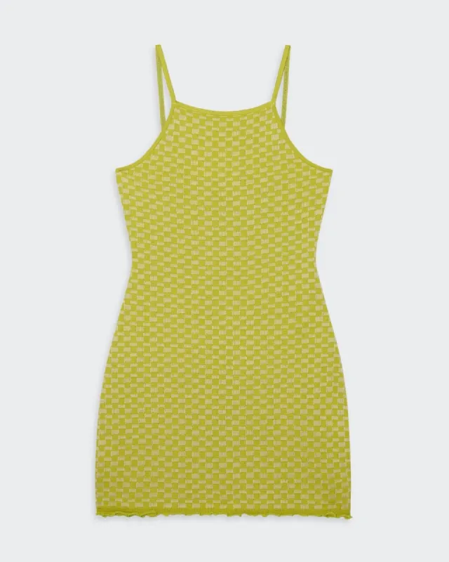 Checker Tank Dress - Citrine/Cream made by Guest In Residence