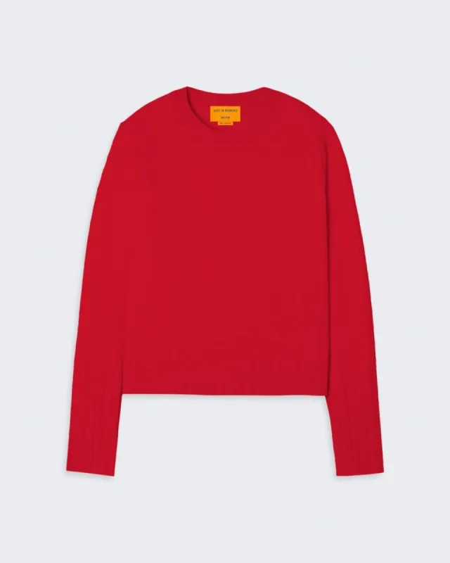 Shrunken Pointelle Crew - True Red sold by Guest In Residence