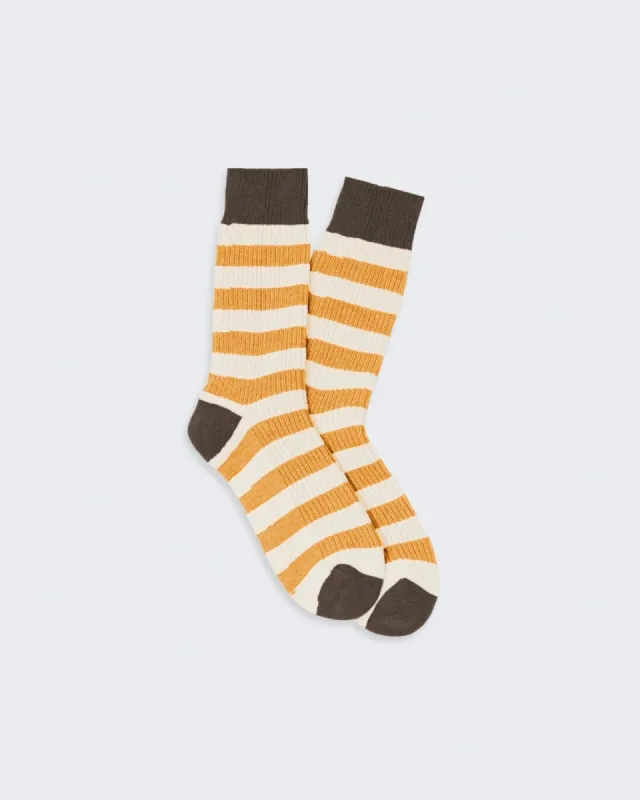 The Striped Soft Socks - Cream/Sungold/Chestnut sold by Guest In Residence