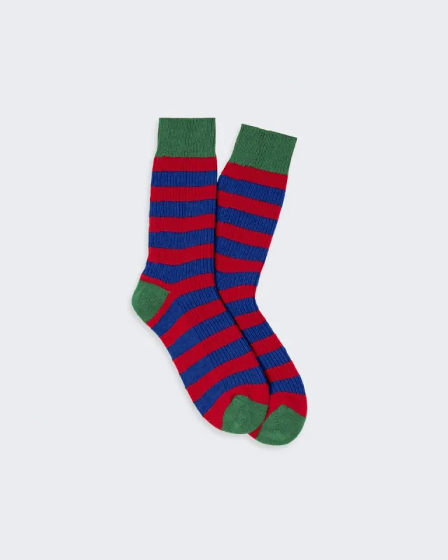 The Striped Soft Socks - True Red/Cobalt/Rainforest sold by Guest In Residence