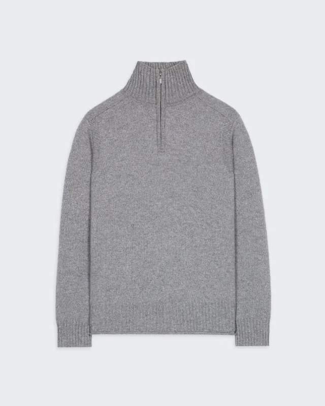 Half Zip Turtleneck - Heather Grey sold by Guest In Residence