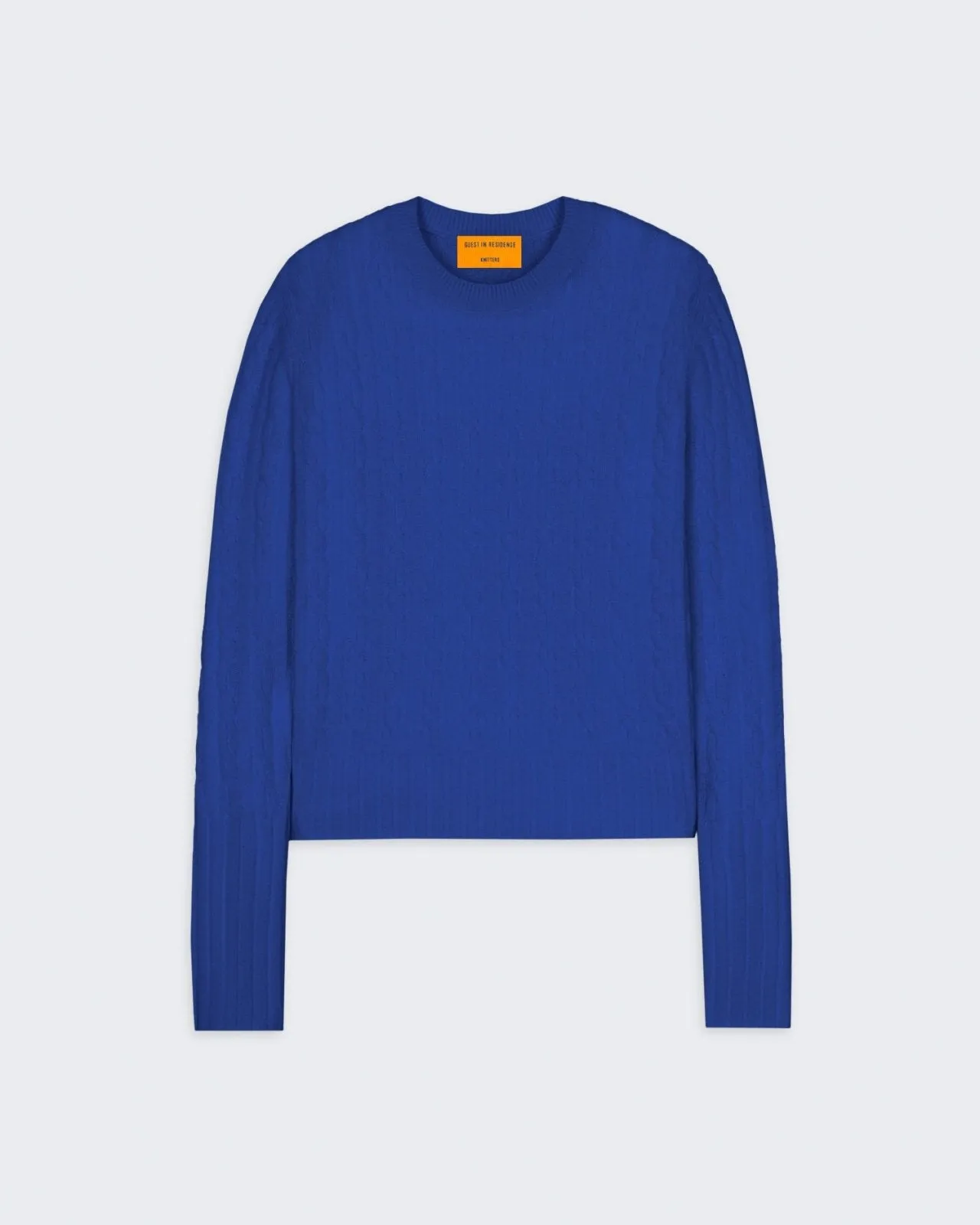 Cable Shrunken Crew - Cobalt sold by Guest In Residence