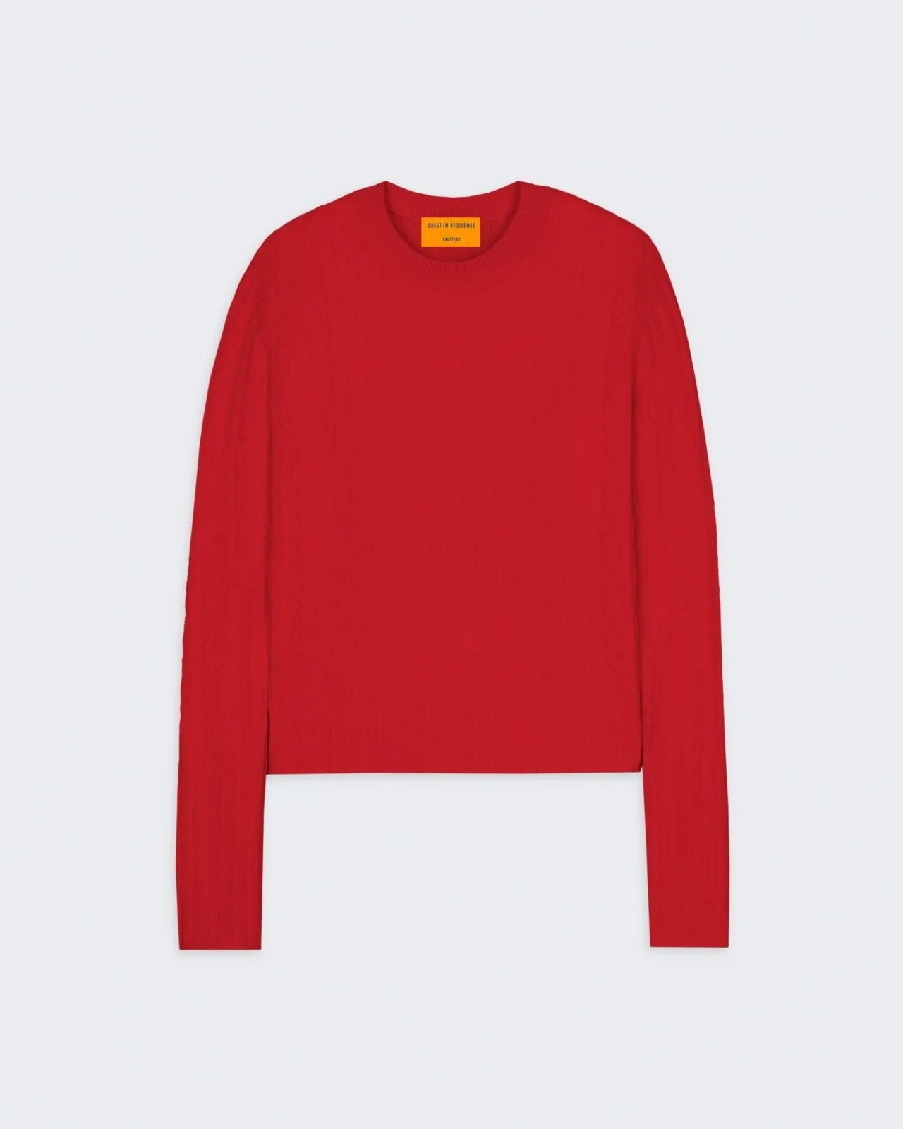 Cable Shrunken Crew - True Red sold by Guest In Residence