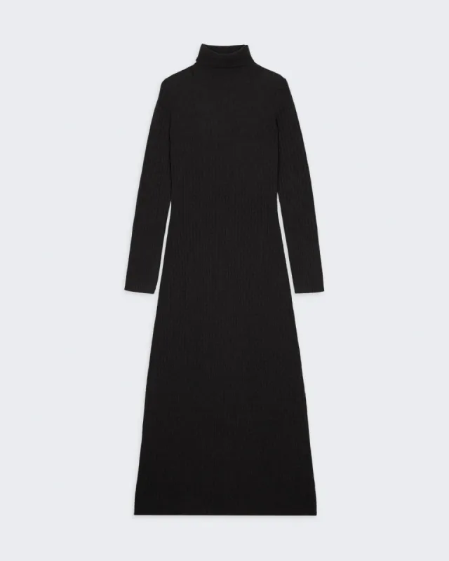Wide Rib Turtleneck Dress In Cashmere - Black sold by Guest In Residence