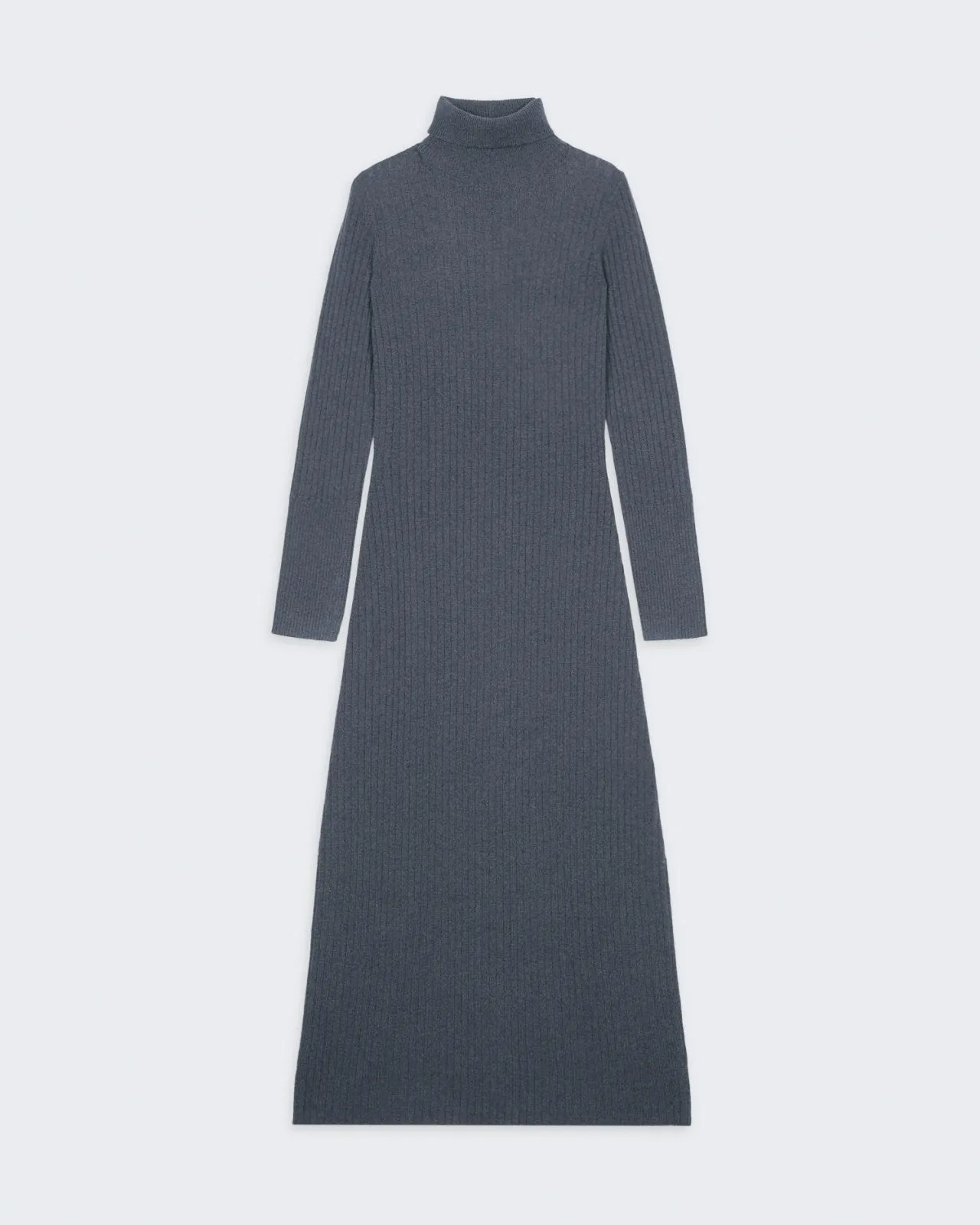 Wide Rib Turtleneck Dress In Cashmere - Charcoal sold by Guest In Residence