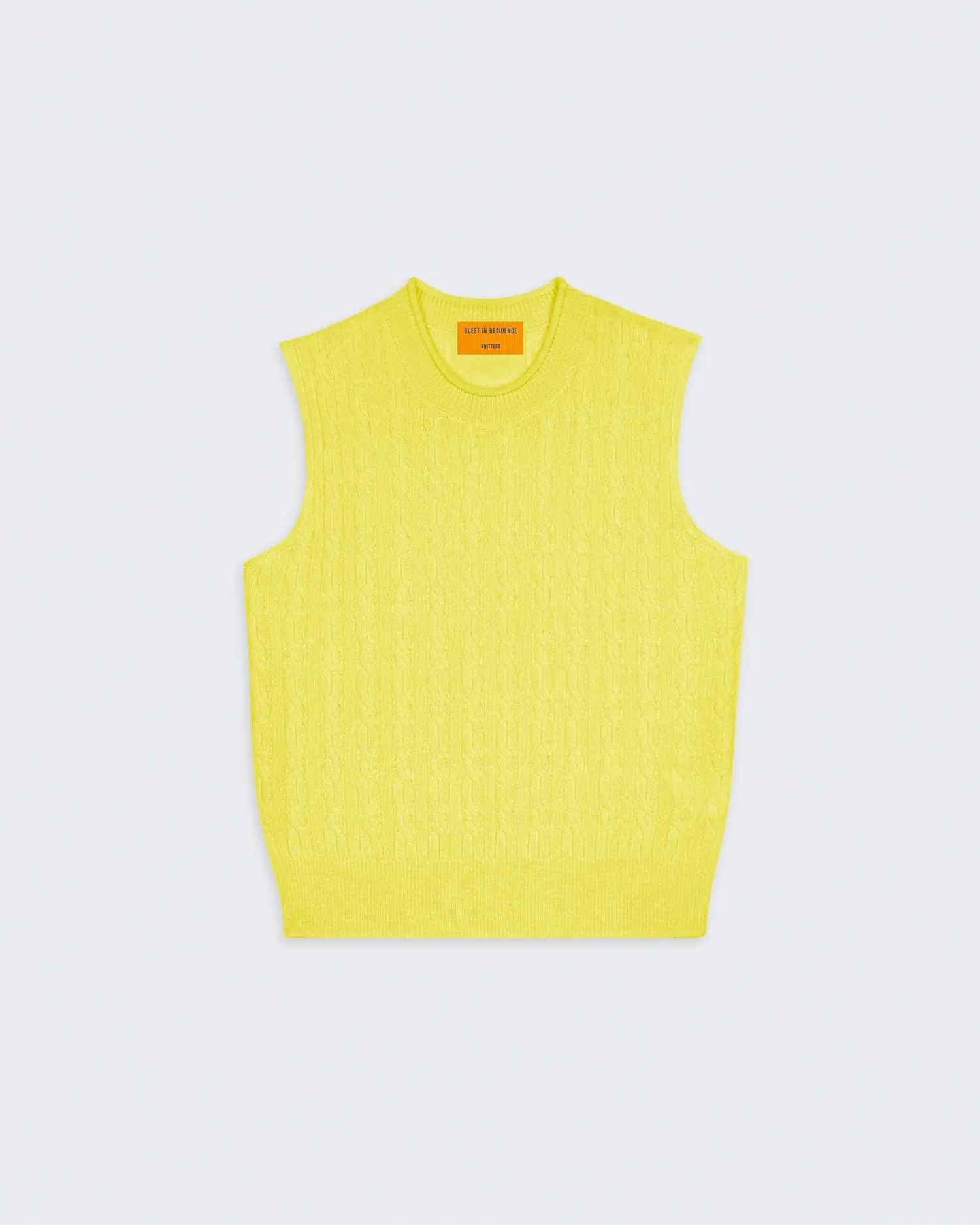 Cable Vest In Cashmere - Lemon sold by Guest In Residence