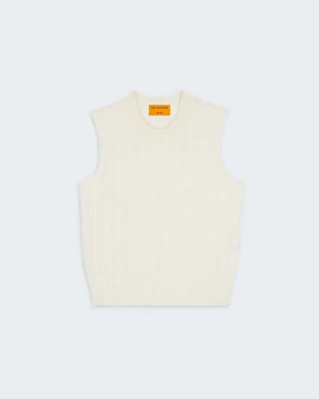 Cable Vest In Cashmere - Cream sold by Guest In Residence