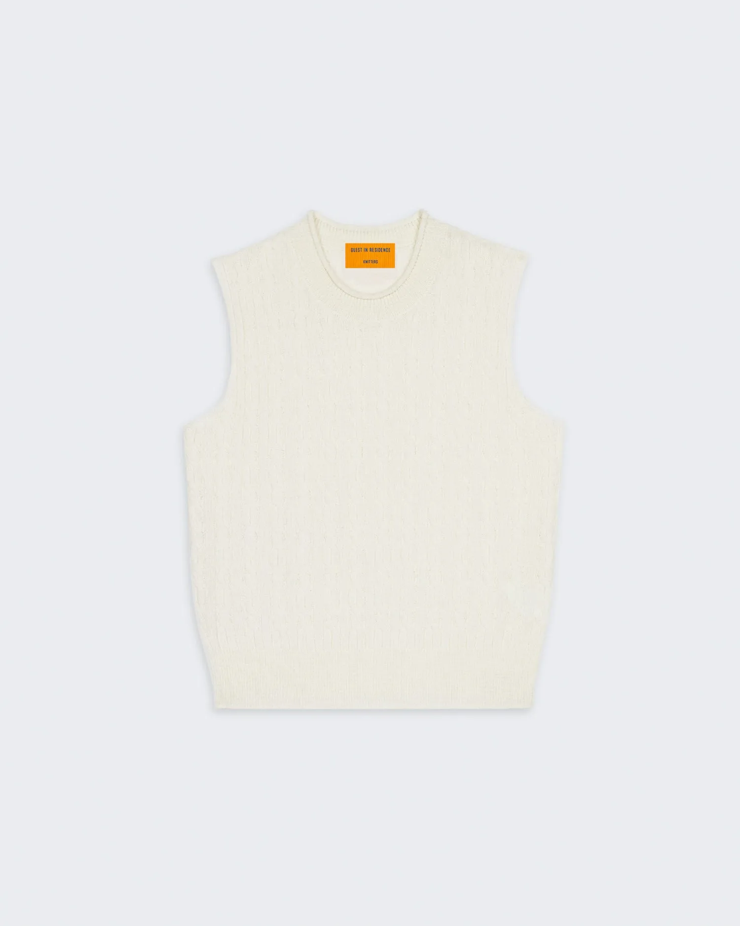 Cable Vest In Cashmere - Cream sold by Guest In Residence