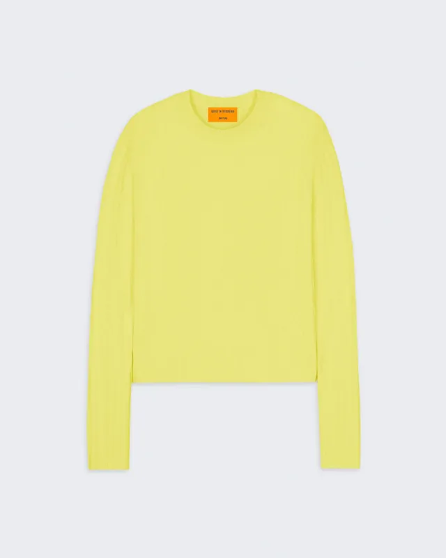 Cable Shrunken Crew - Lemon sold by Guest In Residence