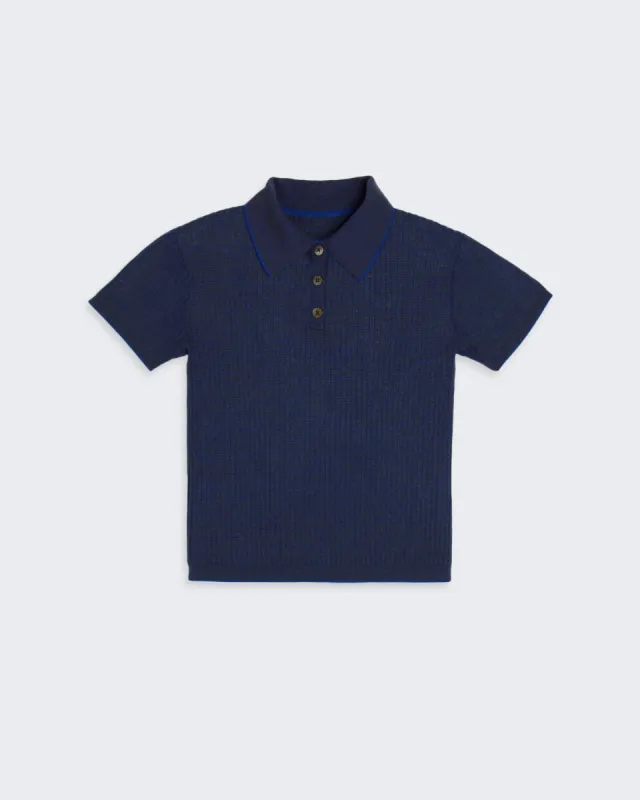 Shrunken Polo - Cobalt/Chestnut sold by Guest In Residence