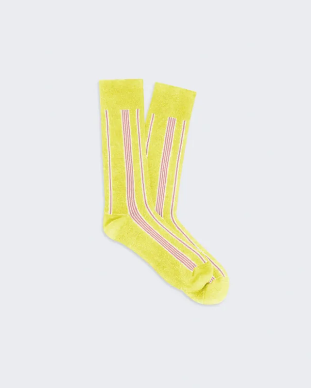 Vertical Stripe Socks - Lemon/Cream/Powder Pink sold by Guest In Residence