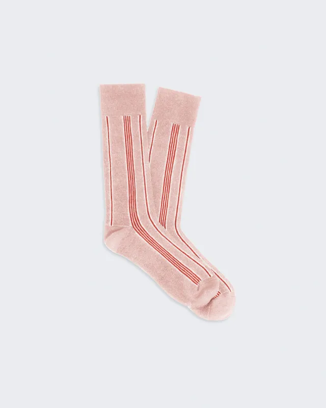 Vertical Stripe Socks - Powder Pink/Cream/Cherry sold by Guest In Residence