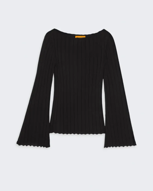 Rib Flare Top - Black sold by Guest In Residence