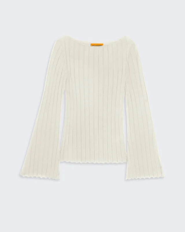 Rib Flare Top - Cream sold by Guest In Residence