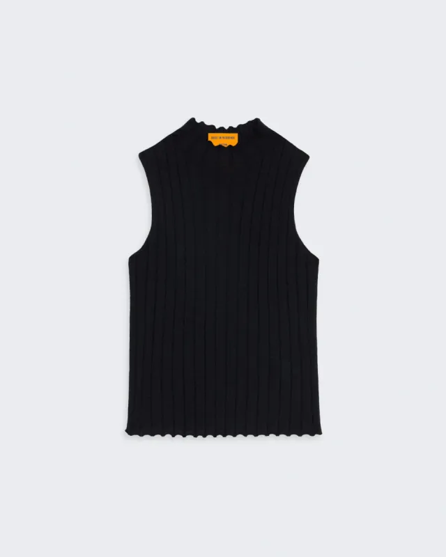 Rib Mockneck Shell - Black sold by Guest In Residence