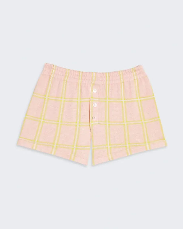 Picnic Plaid Short - Powder Pink Combo sold by Guest In Residence