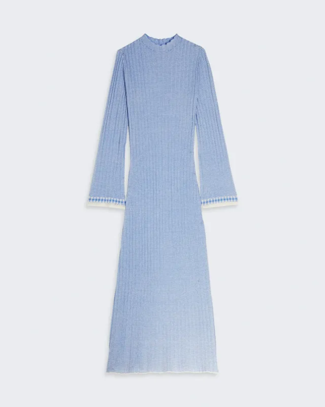 Fine Stripe Mockneck Dress - Cream/French Blue sold by Guest In Residence