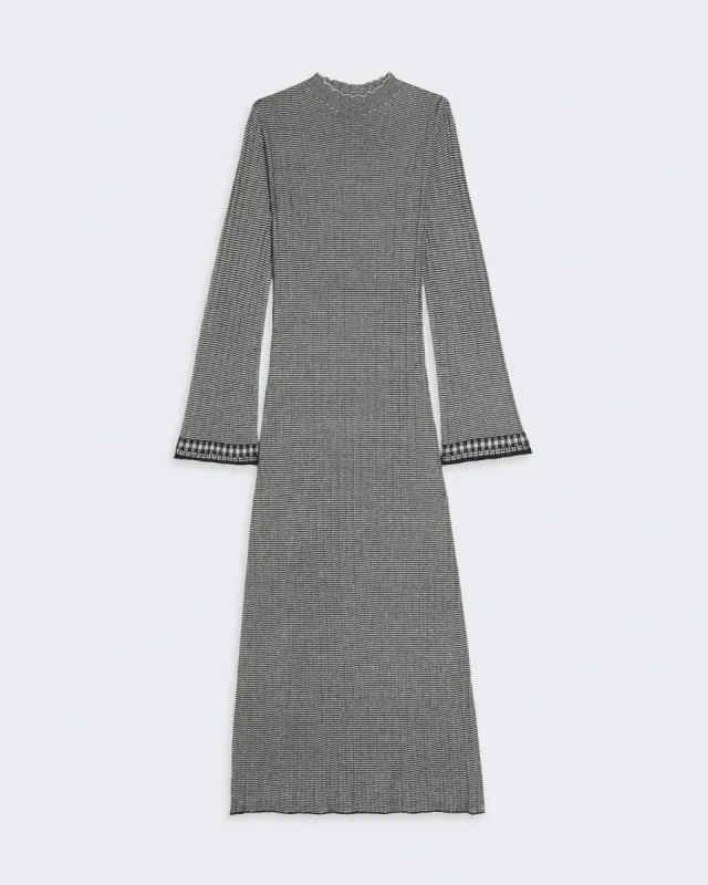 Fine Stripe Mockneck Dress - Midnight/Cream sold by Guest In Residence