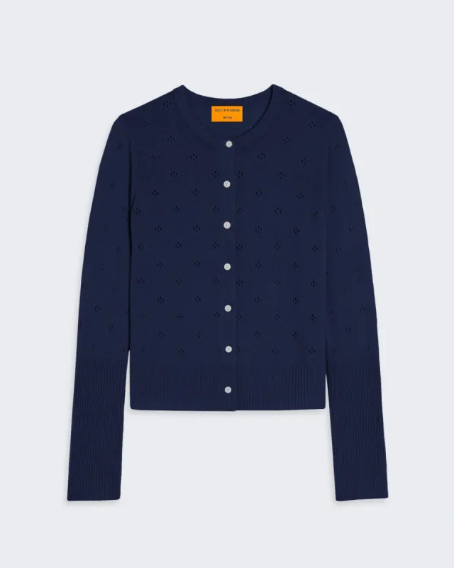 Jane Pointelle Cardigan - Midnight sold by Guest In Residence