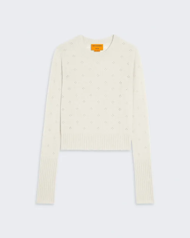 Shrunken Pointelle Crew  - Cream sold by Guest In Residence