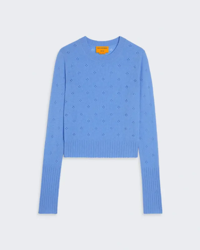Shrunken Pointelle Crew  - French Blue sold by Guest In Residence