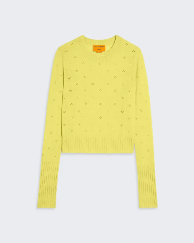 Shrunken Pointelle Crew  - Lemon sold by Guest In Residence