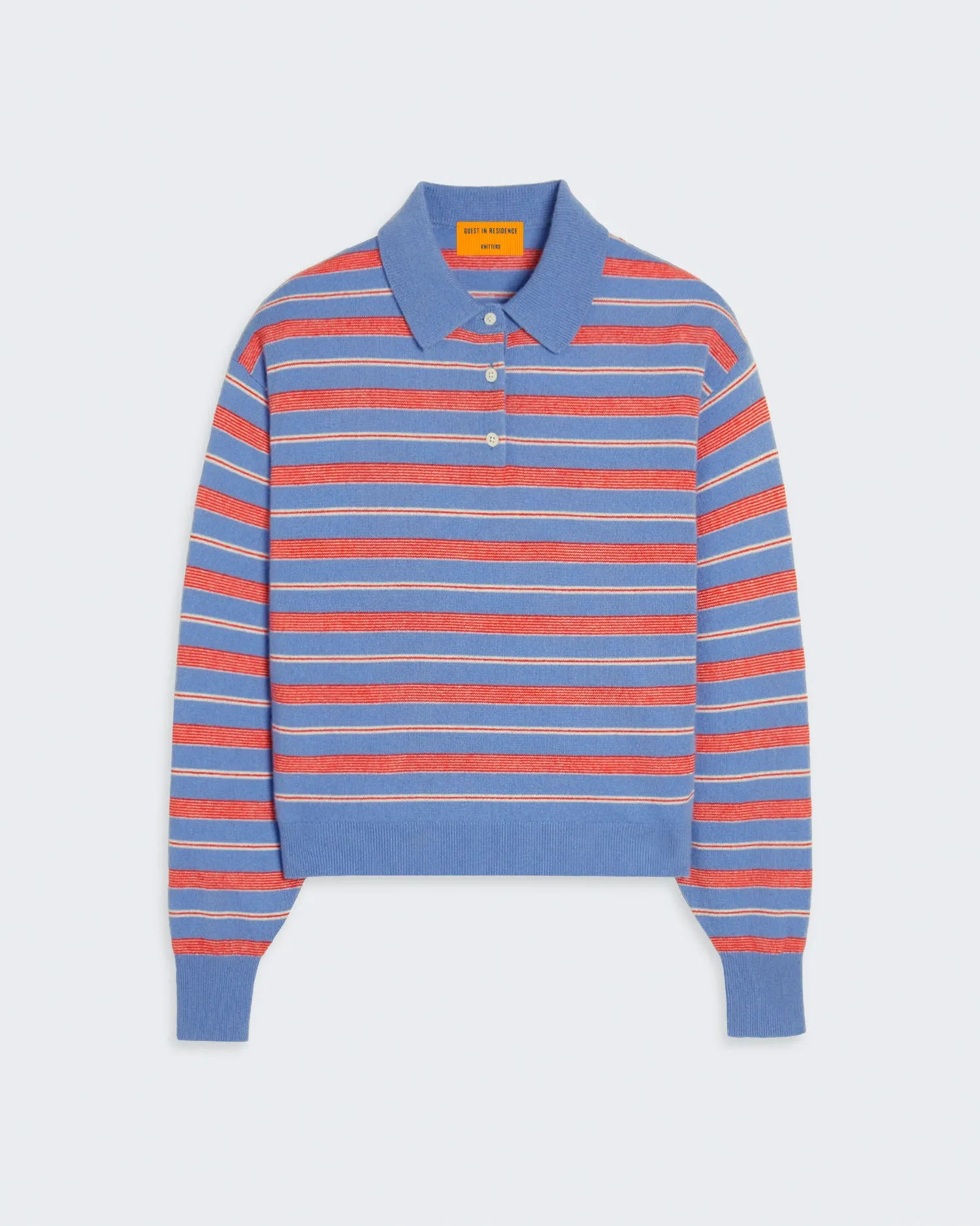 Collegiate Stripe Polo - French Blue Combo sold by Guest In Residence