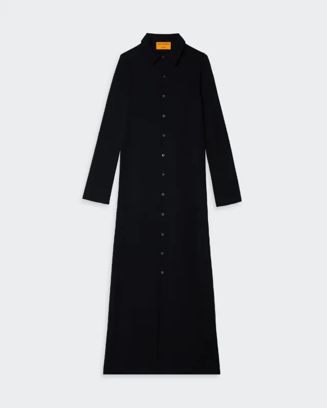 Showtime Shirt Dress In Silk/Linen - Black sold by Guest In Residence