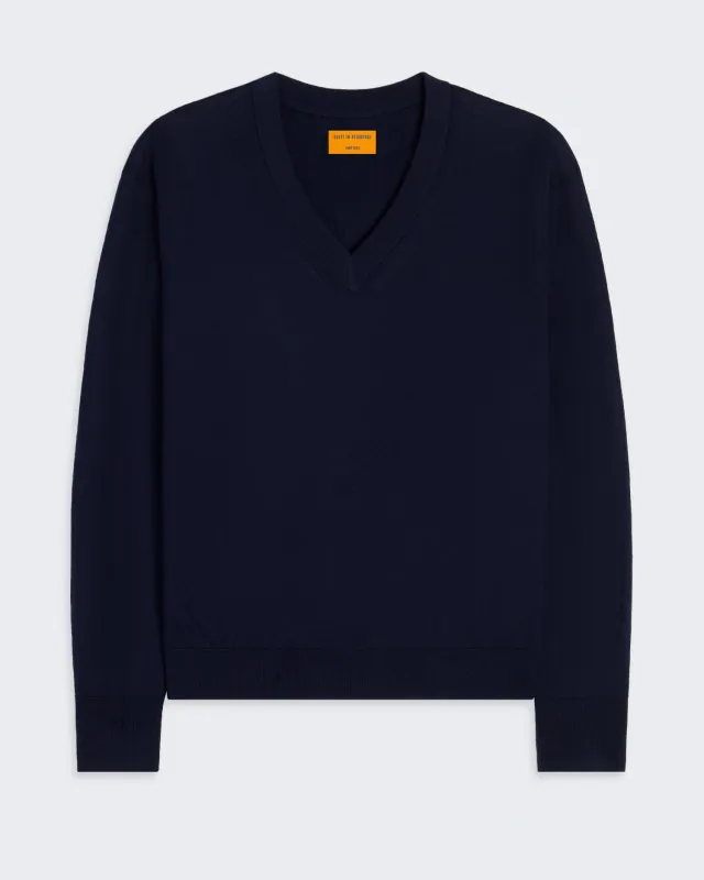 The V in Silk/Linen - Midnight sold by Guest In Residence