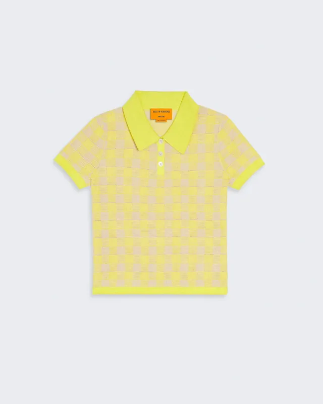 Gingham Shrunken Polo - Lemon Combo sold by Guest In Residence