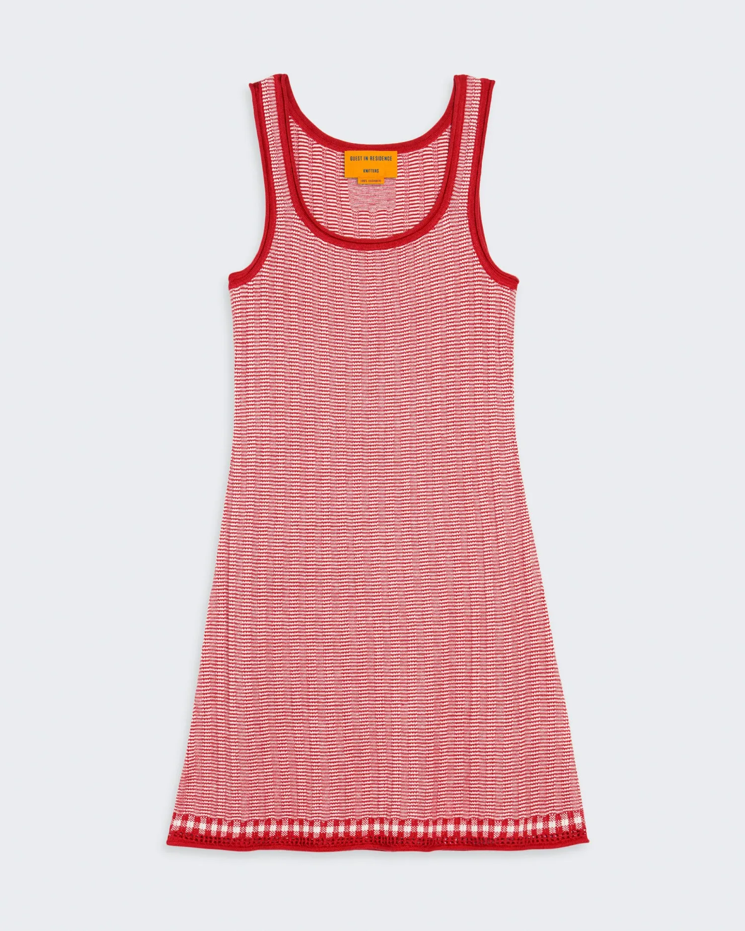 Fine Stripe Tank Dress - True Red/Cream sold by Guest In Residence