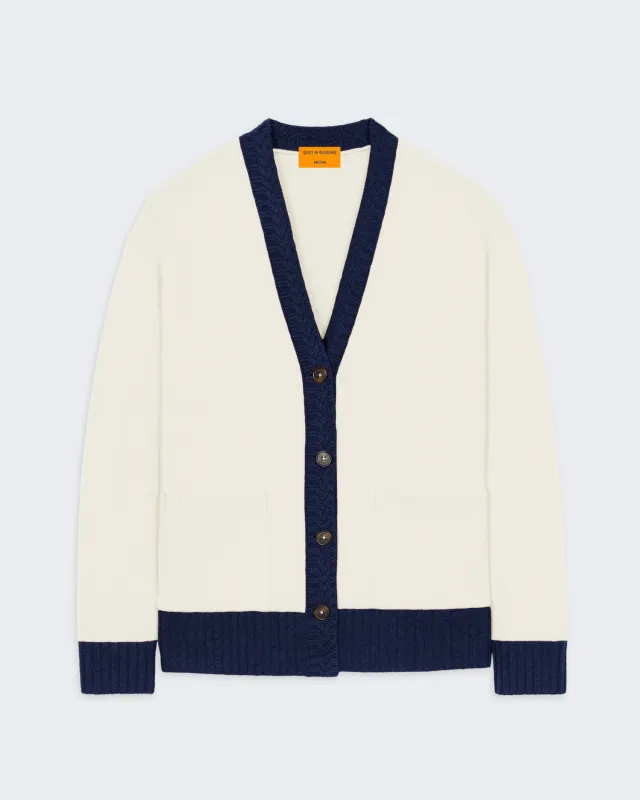 The Cardigan Colorblock - Cream/ Midnight sold by Guest In Residence