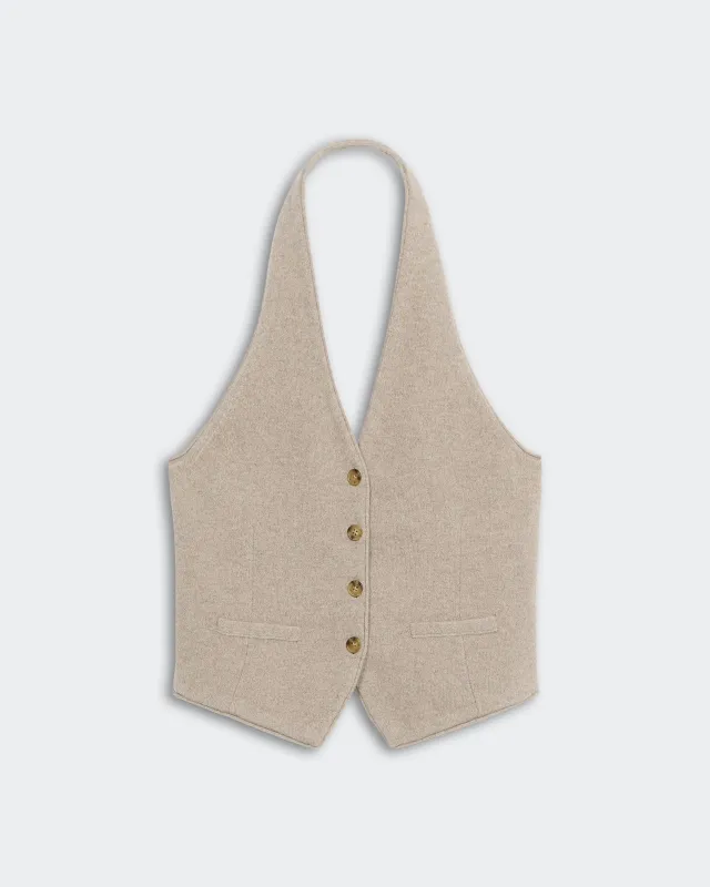 Tailored Halter Vest - Taupe sold by Guest In Residence