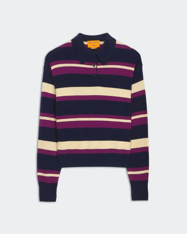 Collegiate Stripe Polo - Midnight Combo sold by Guest In Residence