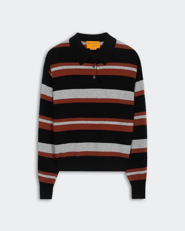 Collegiate Stripe Polo - Black Combo sold by Guest In Residence