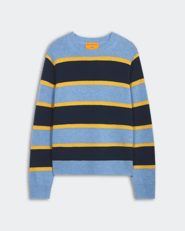 Stripe Crew - Heather Blue Combo sold by Guest In Residence